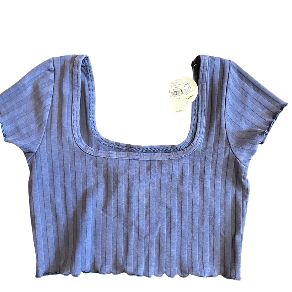 Blue Ribbed Crop Women's Top